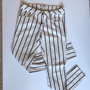 Black and white vertical striped jeans